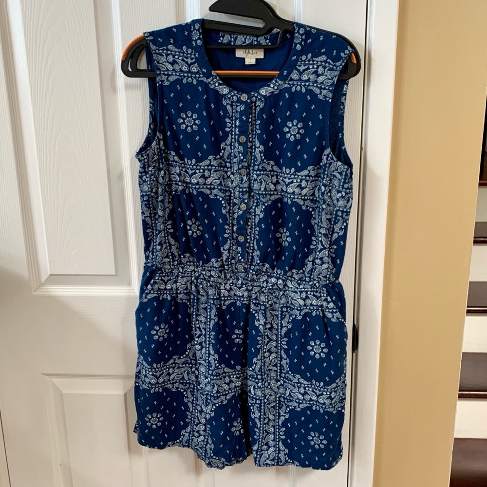 Style & Co Printed Woven Romper